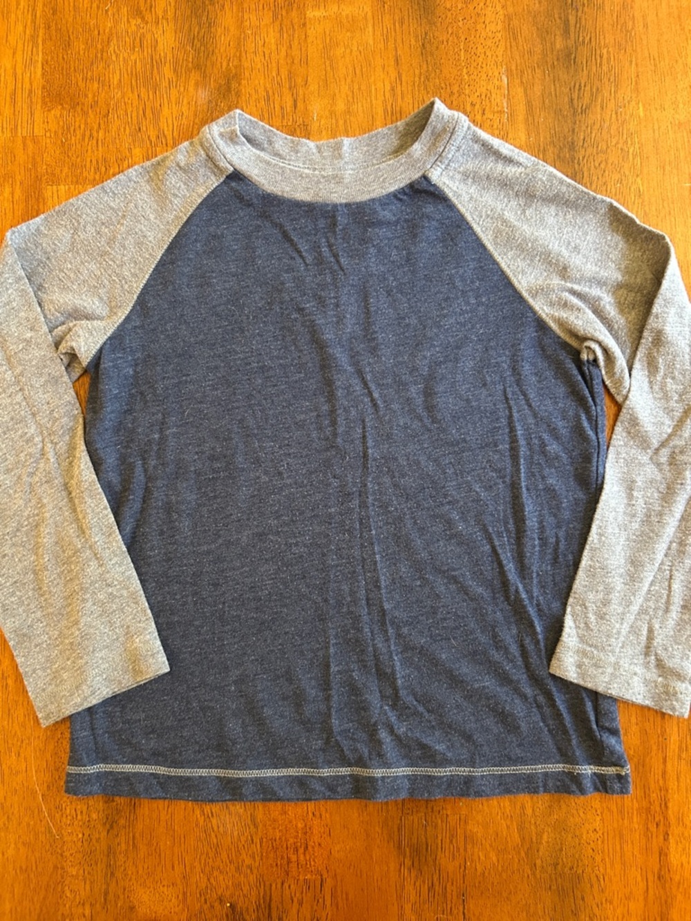 Kids PJ Shirt Navy and Light Gray Raglan Long-Sleeve Pajama Top | Boys Size 5